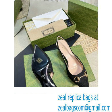 Gucci Women's GG canvas slingback pump 782407 black 2024