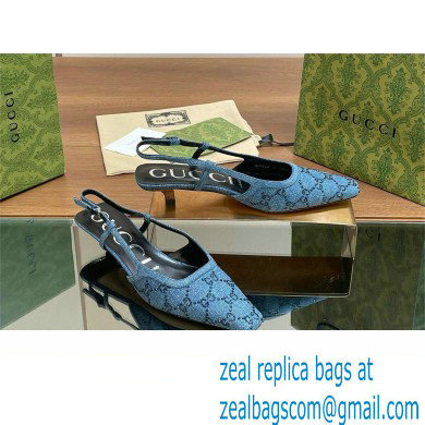 Gucci Women's GG slingback pump 772417 denim blue 2024