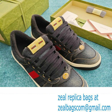 Gucci black denim Screener sneaker SNEAKERS 771097 2024