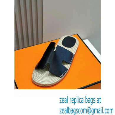 HERMES MEN'S BLACK LEATHER Antigua espadrille 2024