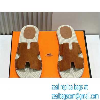 HERMES MEN'S SUEDE LEATHER Antigua espadrille BROWN 2024