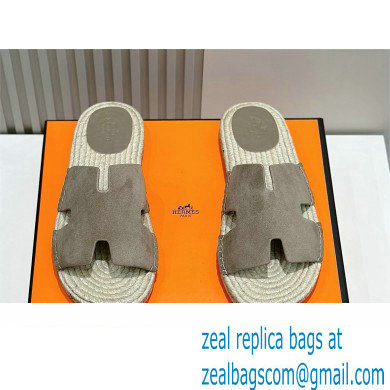 HERMES MEN'S SUEDE LEATHER Antigua espadrille ETOUPE 2024