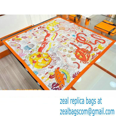 Hermes scarf 90x90cm in silk twill Top Quality 127 2024