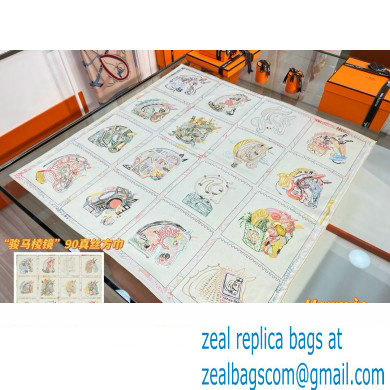 Hermes scarf 90x90cm in silk twill Top Quality 92 2024