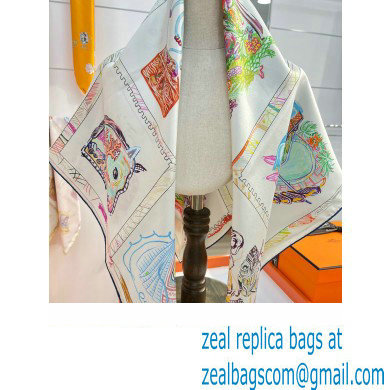 Hermes scarf 90x90cm in silk twill Top Quality 94 2024