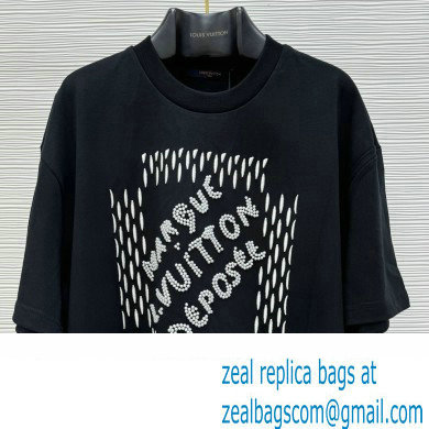 LOUIS VUITTON Embroidered Signature Cotton T-Shirt BLACK 2024