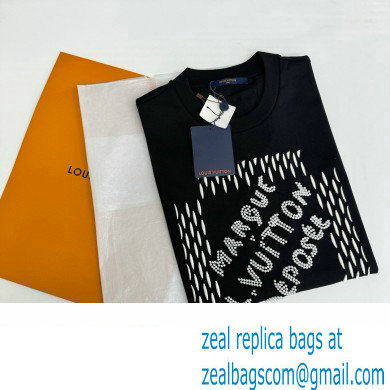 LOUIS VUITTON Embroidered Signature Cotton T-Shirt BLACK 2024