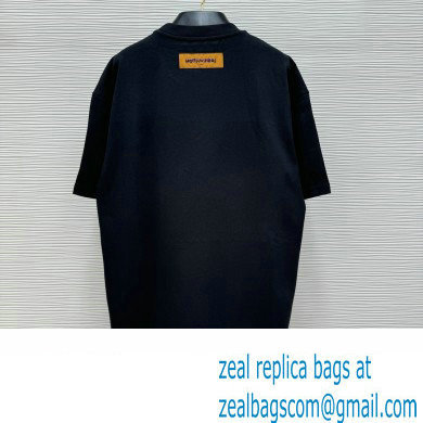 LOUIS VUITTON Embroidered Signature Cotton T-Shirt BLACK 2024