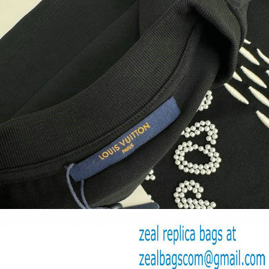 LOUIS VUITTON Embroidered Signature Cotton T-Shirt BLACK 2024