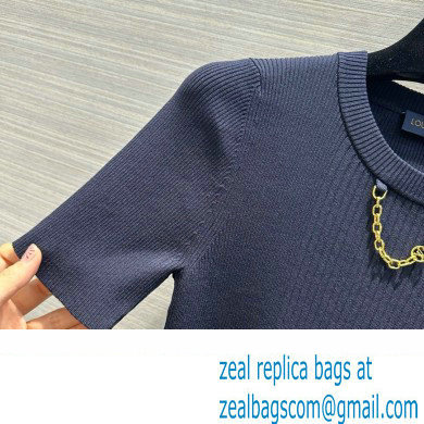 LOUIS VUITTON Ribbed Knit Top 1AFFRR NAVY BLUE 2024