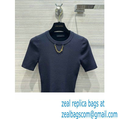 LOUIS VUITTON Ribbed Knit Top 1AFFRR NAVY BLUE 2024