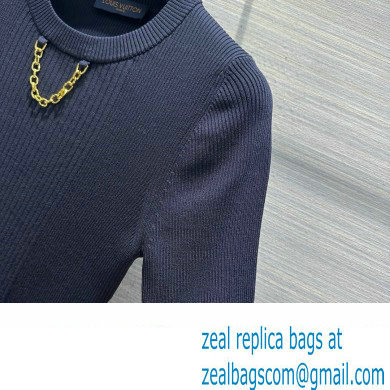LOUIS VUITTON Ribbed Knit Top 1AFFRR NAVY BLUE 2024