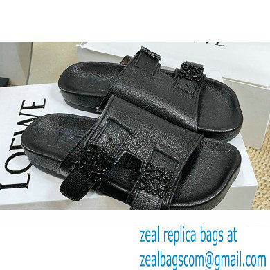 Loewe Ease Women/Men slides in goatskin Black 2024