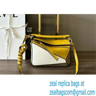 Loewe Mini Puzzle bag in classic calfskin Ochre/Soft White 2024