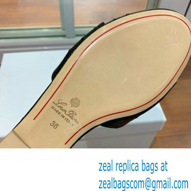 Loro Piana HEEL 8cm ostrich pattern leather summer charms mules black 2024