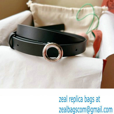 Loro Piana Width 2cm Ghiera Leather Belt Black/Silver