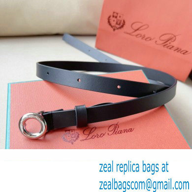 Loro Piana Width 2cm Ghiera Leather Belt Black/Silver