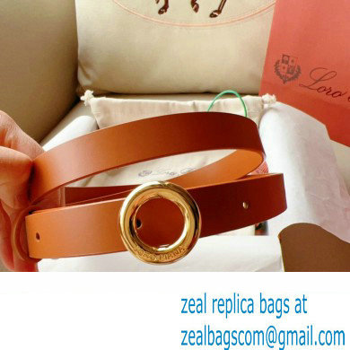Loro Piana Width 2cm Ghiera Leather Belt Brown/Gold