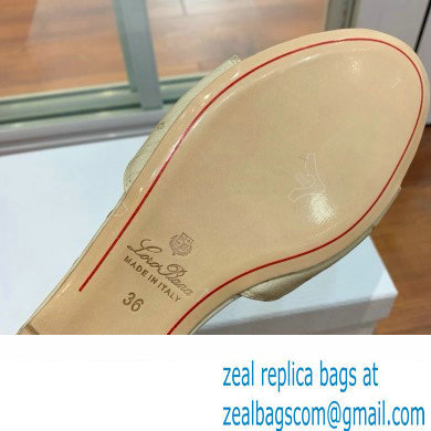 Loro Piana ostrich pattern leather summer charms mules creamy 2024