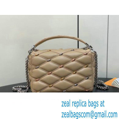 Louis Vuitton Lambskin GO-14 MM Bag with metal studs M24151 Beige 2024