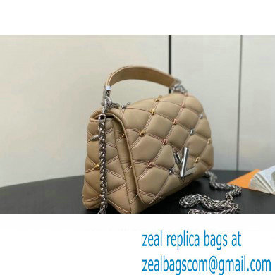 Louis Vuitton Lambskin GO-14 MM Bag with metal studs M24151 Beige 2024