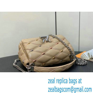 Louis Vuitton Lambskin GO-14 MM Bag with metal studs M24151 Beige 2024