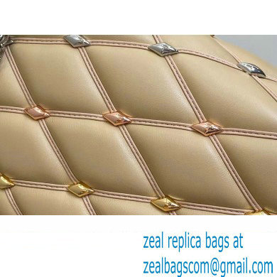 Louis Vuitton Lambskin GO-14 MM Bag with metal studs M24151 Beige 2024