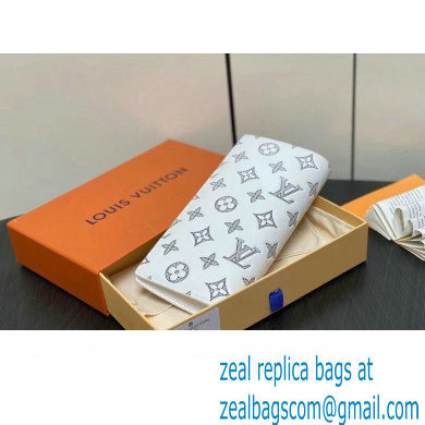 Louis Vuitton Monogram Shadow calfskin leather Brazza Wallet White/Navy 2024