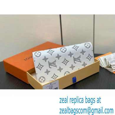 Louis Vuitton Monogram Shadow calfskin leather Brazza Wallet White/Navy 2024