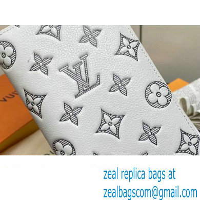 Louis Vuitton Monogram Shadow calfskin leather Brazza Wallet White/Navy 2024