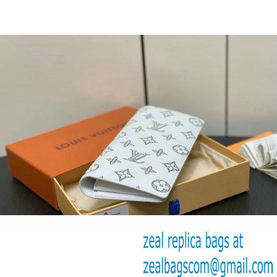 Louis Vuitton Monogram Shadow calfskin leather Brazza Wallet White/Navy 2024