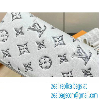 Louis Vuitton Monogram Shadow calfskin leather Brazza Wallet White/Navy 2024