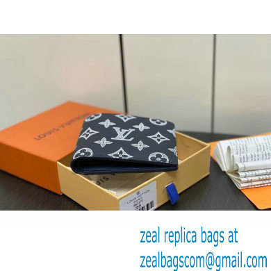 Louis Vuitton Monogram Shadow calfskin leather Multiple Wallet M83379 Ink Blue/White 2024