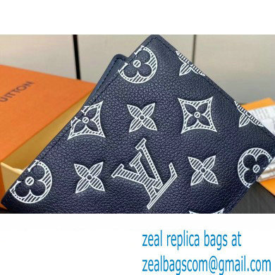 Louis Vuitton Monogram Shadow calfskin leather Multiple Wallet M83379 Ink Blue/White 2024