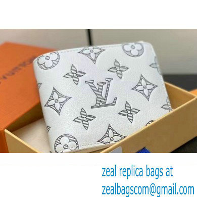 Louis Vuitton Monogram Shadow calfskin leather Multiple Wallet M83380 White/Navy 2024