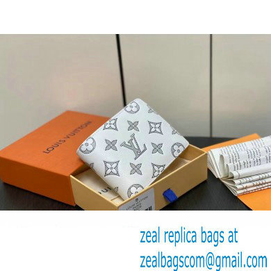 Louis Vuitton Monogram Shadow calfskin leather Multiple Wallet M83380 White/Navy 2024