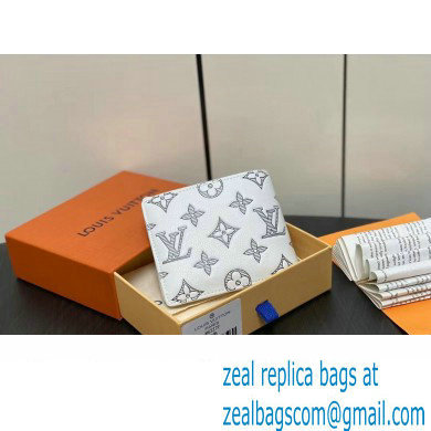 Louis Vuitton Monogram Shadow calfskin leather Multiple Wallet M83380 White/Navy 2024