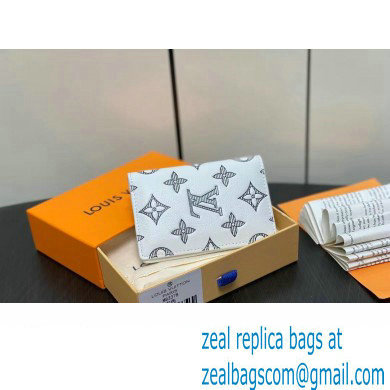 Louis Vuitton Monogram Shadow calfskin leather Pocket Organizer Wallet M83377 White/Navy 2024