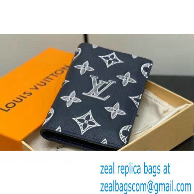 Louis Vuitton Monogram Shadow calfskin leather Pocket Organizer Wallet M83378 Ink Blue/White 2024
