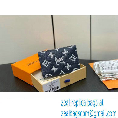 Louis Vuitton Monogram Shadow calfskin leather Pocket Organizer Wallet M83378 Ink Blue/White 2024