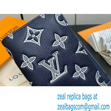 Louis Vuitton Monogram Shadow calfskin leather Pocket Organizer Wallet M83378 Ink Blue/White 2024