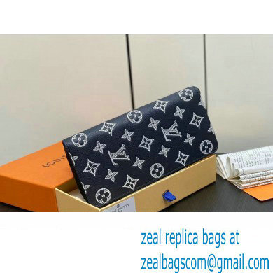 Louis Vuitton Monogram Shadow calfskin leather Zippy Vertical Wallet M83381 Ink Blue/White 2024