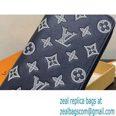 Louis Vuitton Monogram Shadow calfskin leather Zippy Vertical Wallet M83381 Ink Blue/White 2024