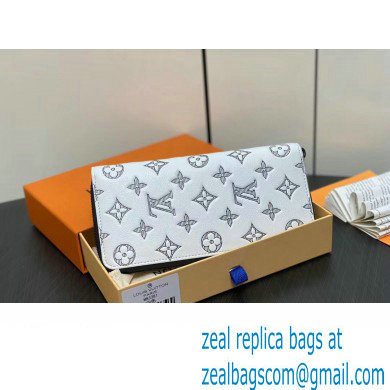 Louis Vuitton Monogram Shadow calfskin leather Zippy Vertical Wallet M83381 White/Navy 2024