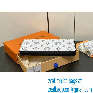 Louis Vuitton Monogram Shadow calfskin leather Zippy Vertical Wallet M83381 White/Navy 2024