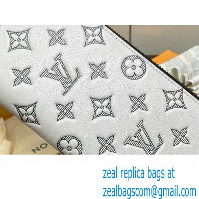 Louis Vuitton Monogram Shadow calfskin leather Zippy Vertical Wallet M83381 White/Navy 2024