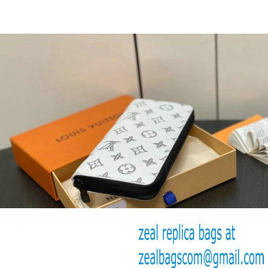 Louis Vuitton Monogram Shadow calfskin leather Zippy Vertical Wallet M83381 White/Navy 2024