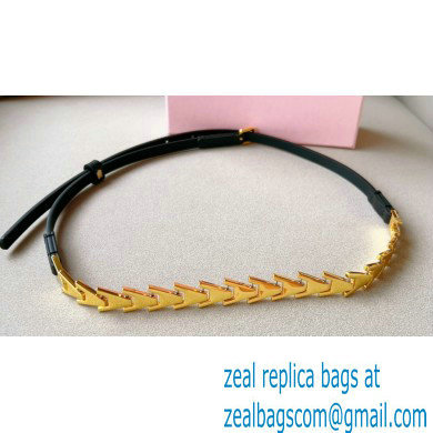 Miu Miu Width 1.5cm Metal Leather Belt Black