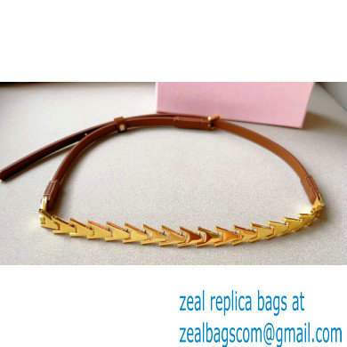 Miu Miu Width 1.5cm Metal Leather Belt Brown
