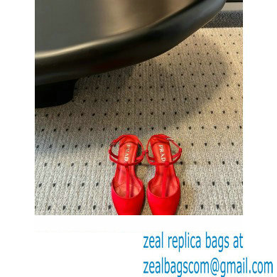 Prada Heel 3.5cm Satin slingback pumps RED Spring 2024
